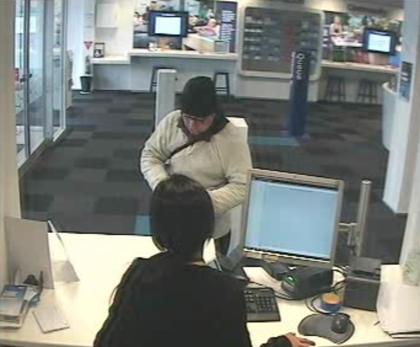 The robber approached the BNZ counter, spoke to staff and handed over a note threatening them. Photo / NZ Police